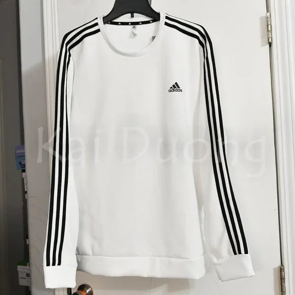 Adidas Men’s Crew Neck Sweatshirt WHITE - Picture 7 of 9